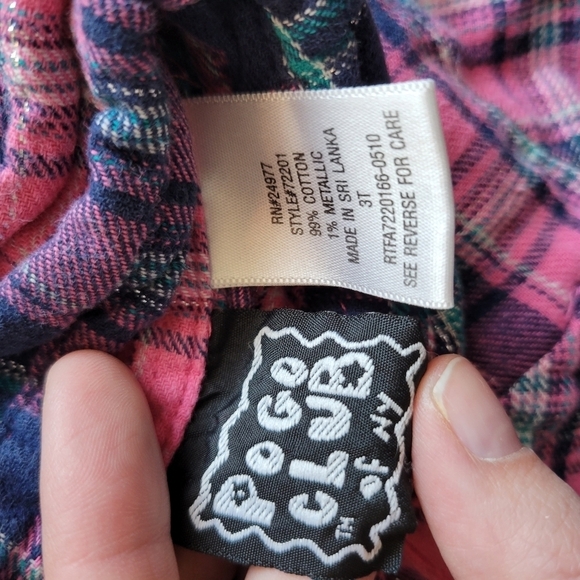 Pogo Club of NY Toddler Girl 3T Pink Plaid Quarter Sleeve Ruffle Hem Metallic - Picture 6 of 6